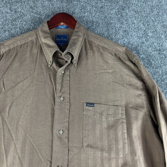 Faconnable Shirt Mens XL Brown Cotton Button Down Pocket Logo - Picture 3 of 7